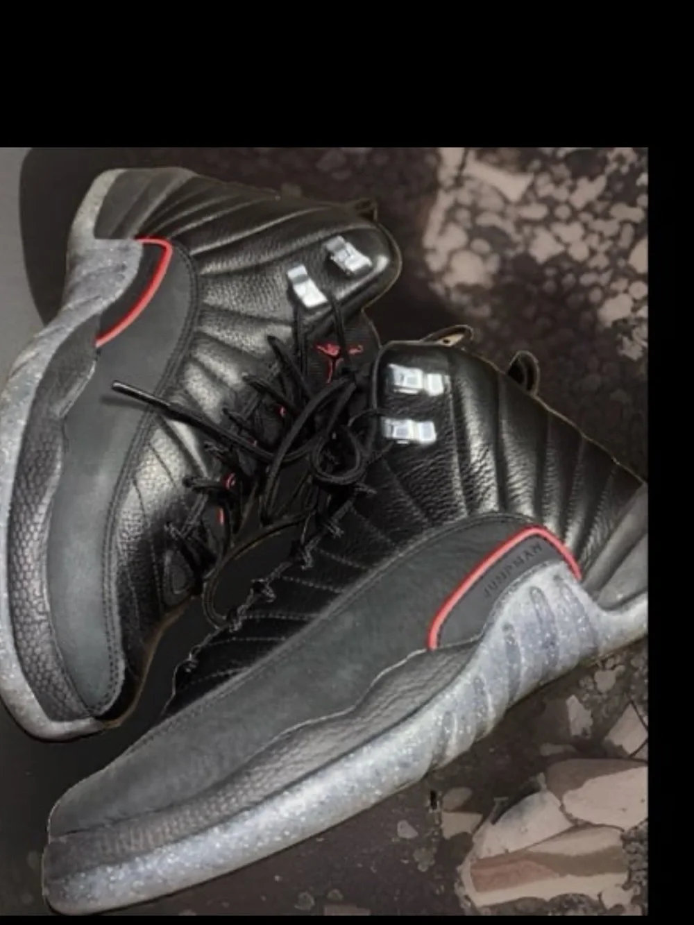 Air Jordan 12 Retro Utility 'Grind' sneaker in black tumbled leather,Youth 7Y